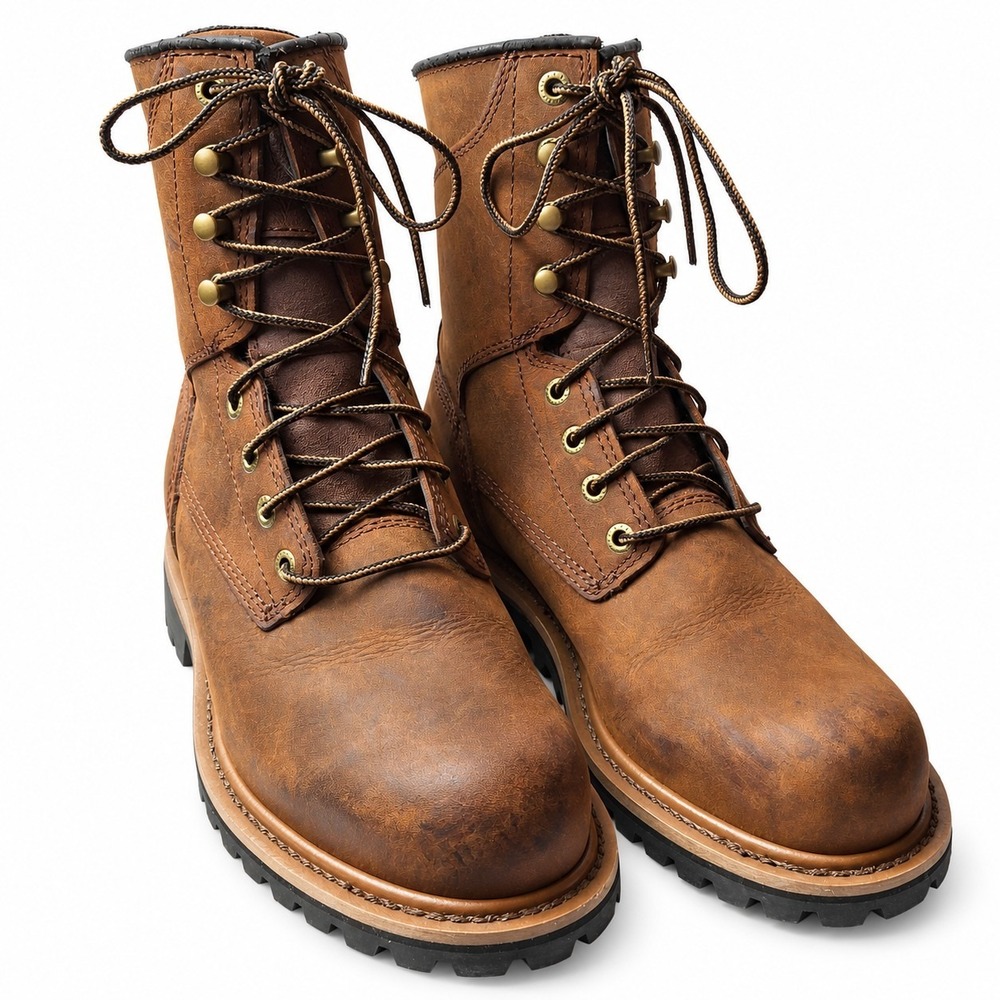 RED WING Irish Setter Mesabi Safety Toe Logger Boot Women Sz 7.5B Brown Leather